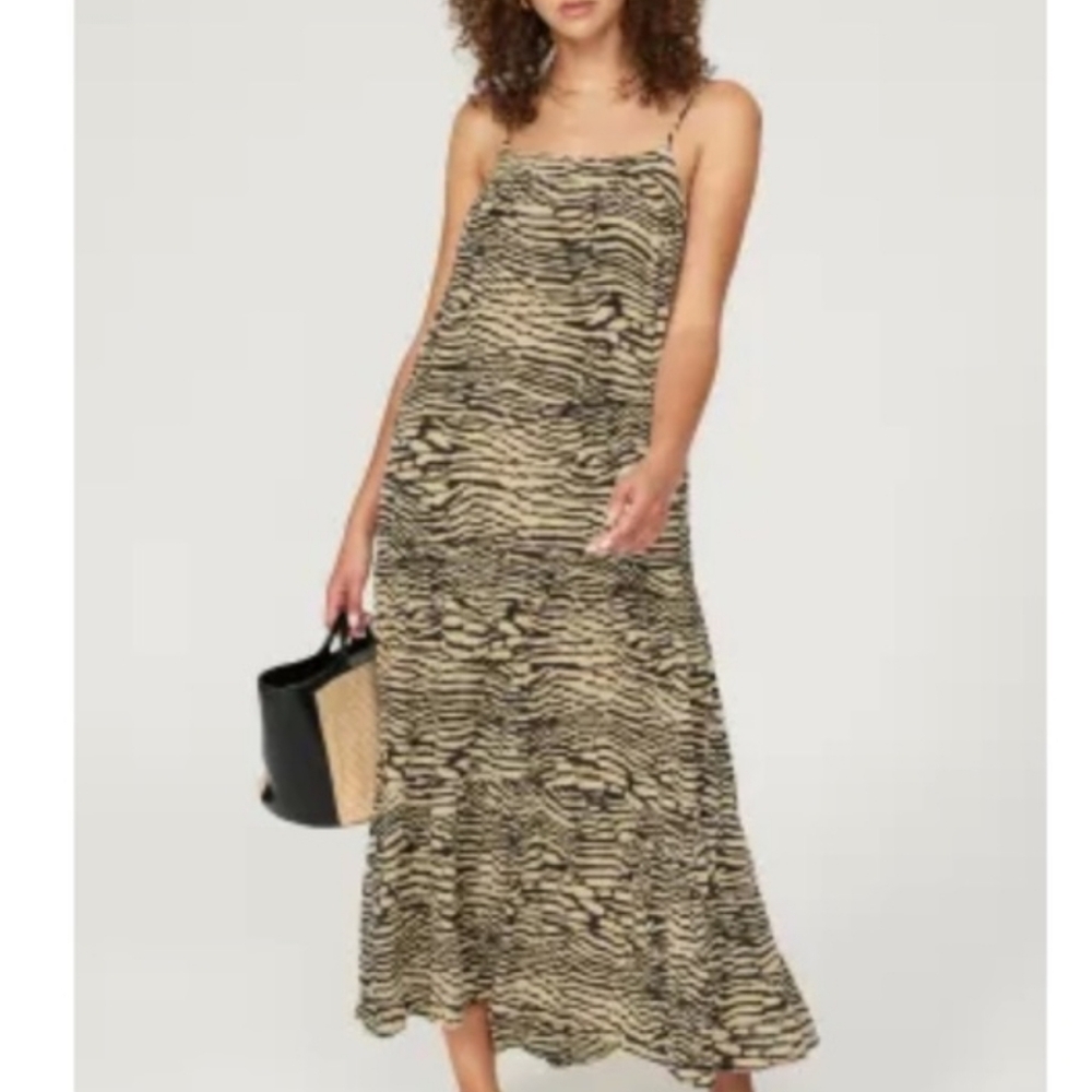 Rails Maty Sand Stone Maxi Animal Print Tiered Dress Women's Size Medium - Picture 9 of 9
